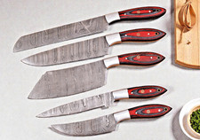 Custom Made Hand FORGED DAMASCUS STEEL CHEF SET Kitchen Knives 1842