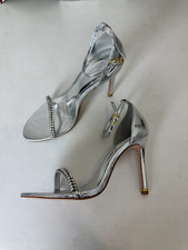 TED BAKER HEELS NEW HELINNI SILVER Strappy Sandals 5 4 6 Patent Stiletto Leather