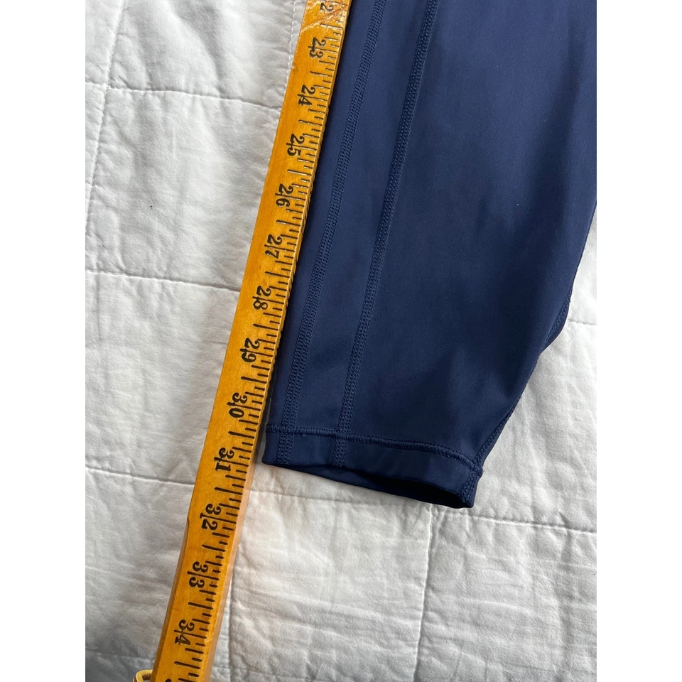 Athleta Ultimate Stash 7/8 紧身海军蓝打底裤女式 L 码口袋 — 第 3/4 张图片