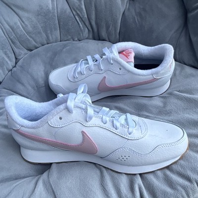 Nike Cortez Unisex Kids 6.5Y White/Pink Leather Low Top Lace-Up Sneaker