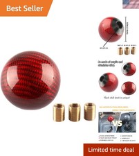Durable Red Carbon Fiber Shift Knob For 56 Speed Manual Auto - Quick Install