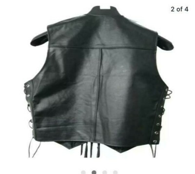Jacket Men Men's Real Cow Leather Motorcycle Vest - White