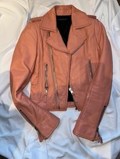 Balenciaga Leather Biker Moto Jacket Coral Pink Apricot - Size Uk 8 Eu 36 Us 4