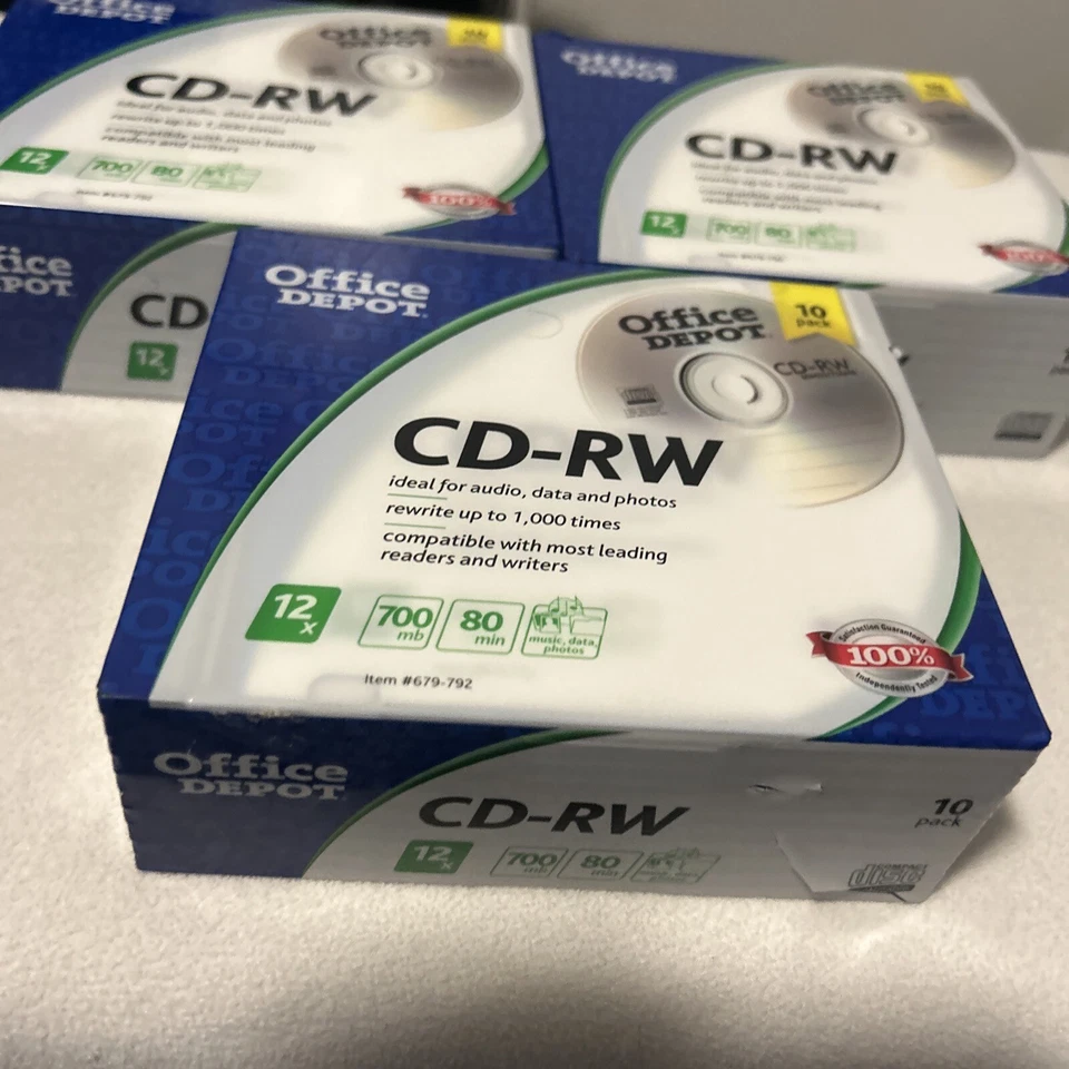 Office Depot Brand 10 Pack CD-RW 12X Speed 700MB 80Min Music Data Photos 3 Total - Image 4 of 4