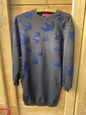 MCQ ALEXANDER MCQUEEN Black With Blue Velvet Swallow Sweatshirt Dress