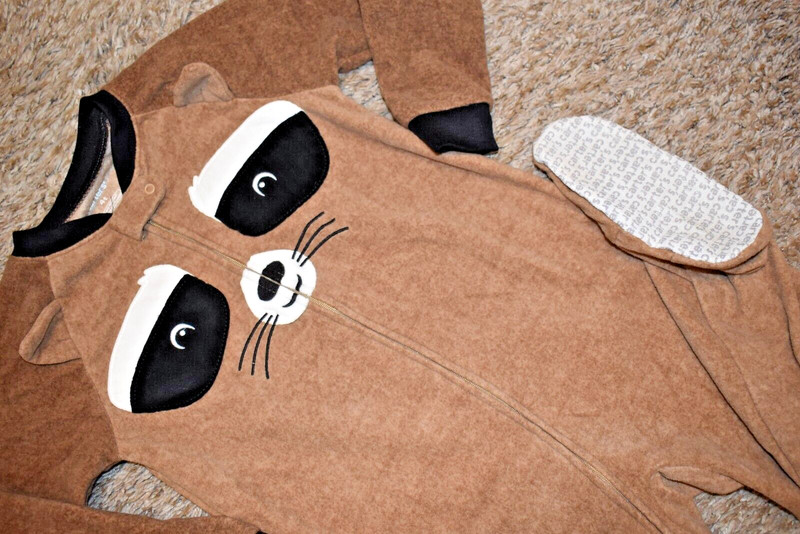 K9 !WOW! LN CARTER'S Boys 4T Raccoon Fleece Blanket Sleeper Footed Pajamas