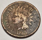 1869 P Indian Head Cent Penny  *G DETAILS - GOOD DETALS*