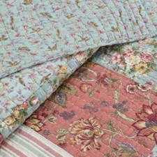 NEW COZY COTTAGE CHIC PINK BLUE PURPLE YELLOW PATCHWORK COUNTRY QUILT SET