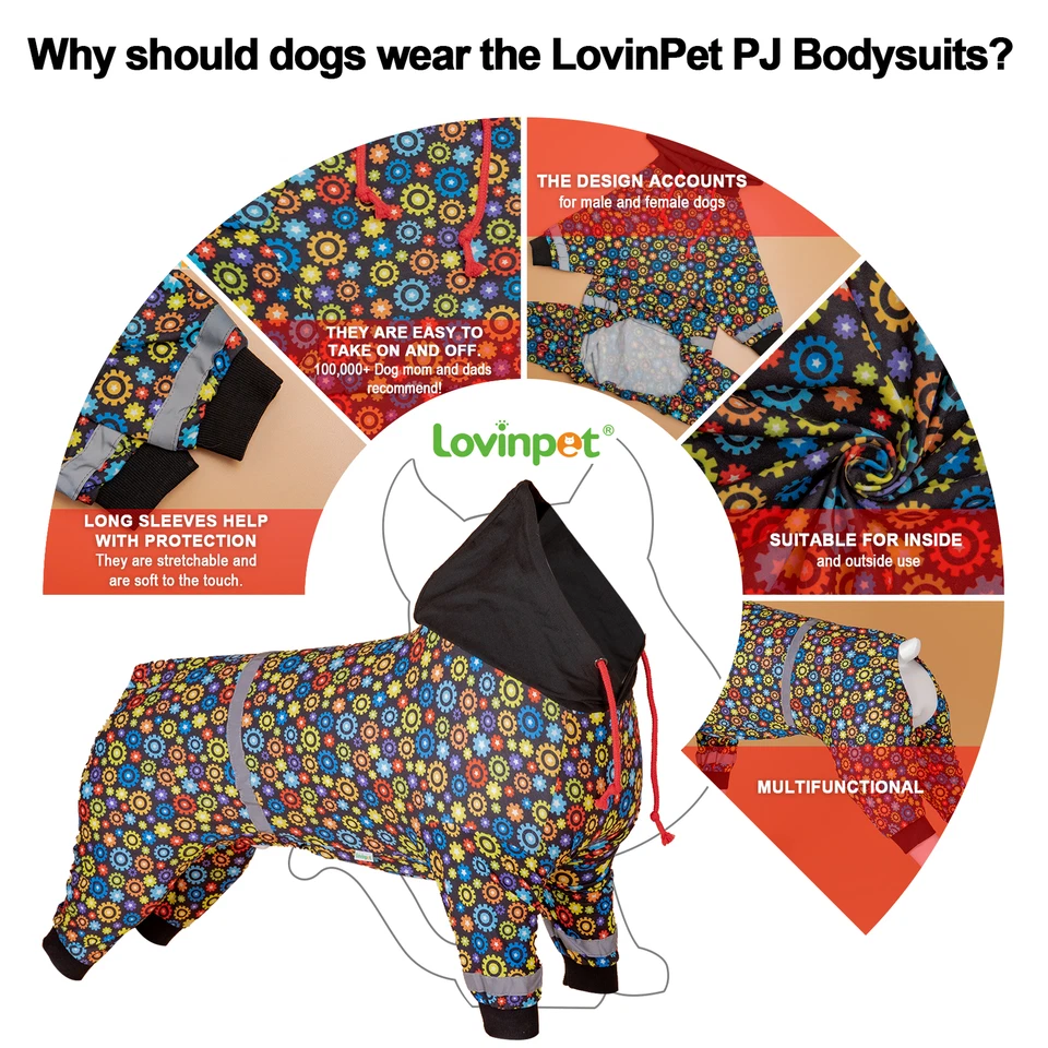 Ropa de dormir para perros LovinPet tejido aislante 4 patas antidesprendimiento invierno para perros grandes Foto 4 de 4