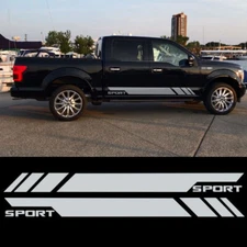 2x Matte Silver Side Skirt Door Vinyl Decal Sticker Stripe For Ford F-150 F-250