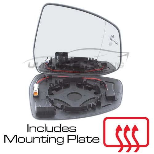 Mirror Glass Ford Focus Mk3 2011-2018 With LED Blind Spot Indicator Drivers Side