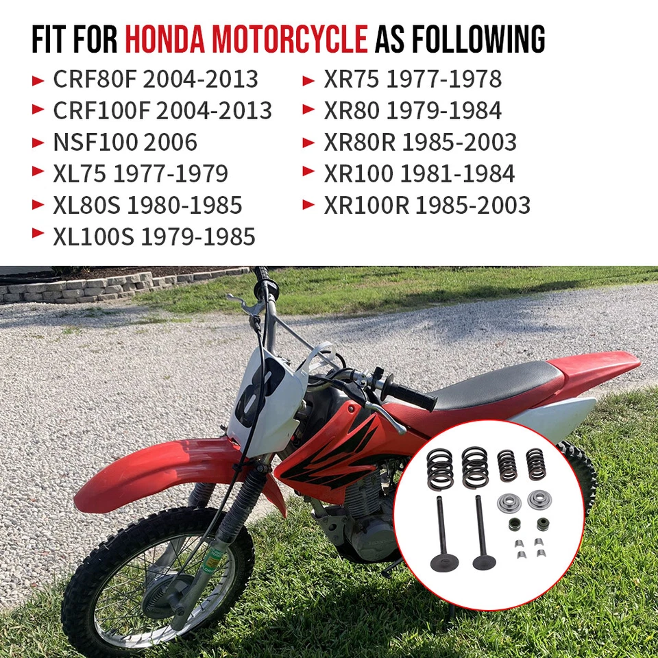 Válvulas de escape de admisión con sellos para Honda XR100R XR80R CRF100F CRF80F XL80 XL100 Foto 2 de 4