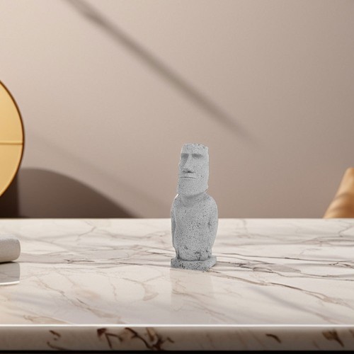 2Pcs Moai Head Figurine Abstract Face Sculpture Desktop Decor New - Picture 11 of 12