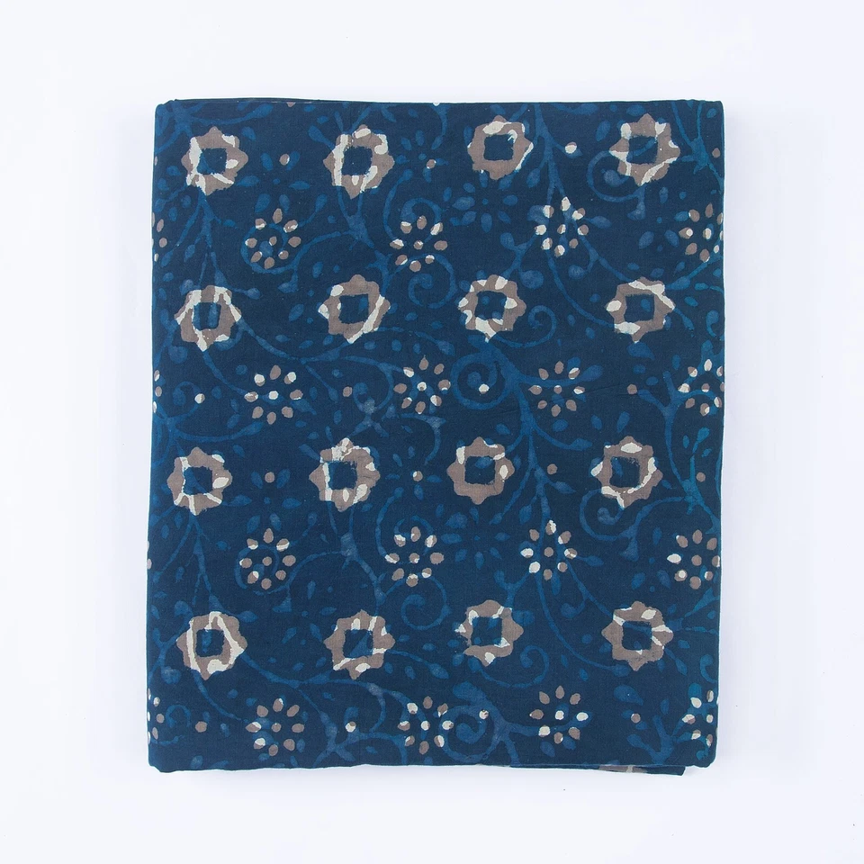 Indian Cotton Hand Block Print Fabric by the yard Floral Beautiful Sewing Fabric - Image 4 of 4