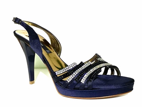 SCARPE SANDALO SANDALI TACCO DONNA ALBANO 9629 RASO BLU ORIGINALE PE | eBay