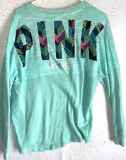 Victoria Secret PINK Pullover Sweatshirt Women's M Long sleeve Blue Green Logo