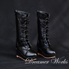 1/3SD/DD BJD Shoes Spliced Leather Long Boots Lace-up for Dollfie Dolls Black