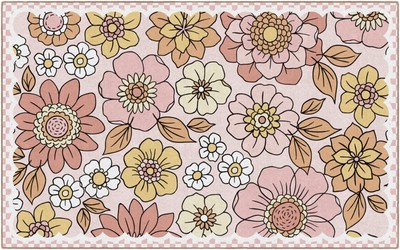 Flagship Carpets Schoolgirl Style Retro Floral Educational Area Rug for Kids ...