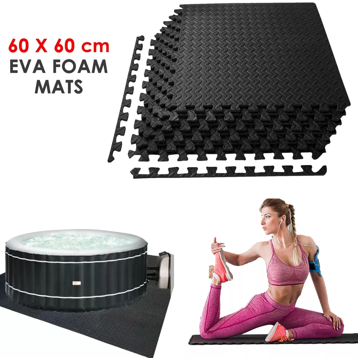 EXTRA THICK GYM FLOORING INTERLOCKING FLOOR MATS EVA SOFT FOAM MAT YOGA  TILES