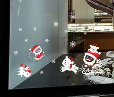 Wall/Window Decals/Stickers-White and Red Vinyl-CUTE Merry Christmas/Holidays 