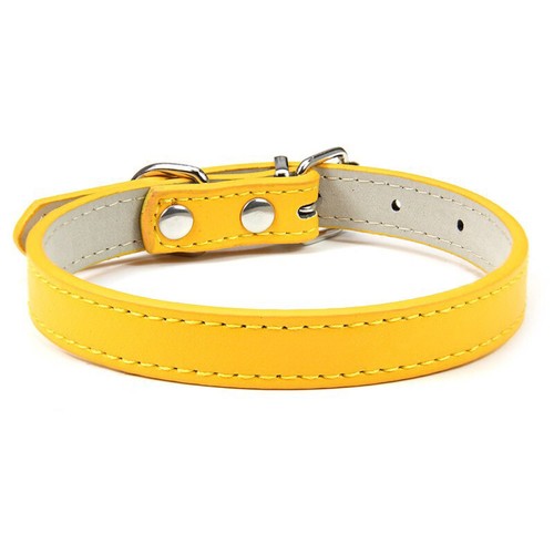 Cat Dog Leather Collar Puppy Collar Small Dog Collar Adjustable Buckle Solid N ~ - Picture 11 of 19