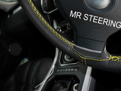 Shades Of Tuning Perforated Leather Steering Wheel Cover For Vauxhall Movano Van MK3 (2011+) - Black With Double Stitching