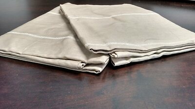 DaDa Bedding 2-Pack Soft Cotton Striped Beige Queen Size Pillow Cases, 20x30