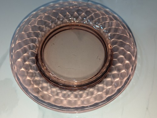 Pink Glass Plates 7.25" Georgian Honeycomb Set 4, Vintage - Picture 8 of 12