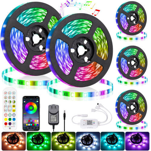 10M 15M 20M LED Strip Lights RGB 5050 SMD Smart Bluetooth Music Control Power - Picture 1 of 14