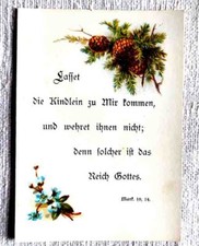 Altes Lesezeichen "Lasset die Kindlein zu Mir" Markus 10 10,5x7,5 cm 1895 Bibel