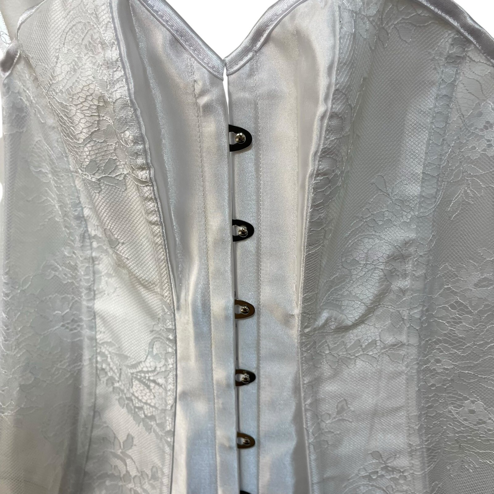 Adore Me Women's Ashoka Corset Bright White Size Large Boned Lace up Back Sheer