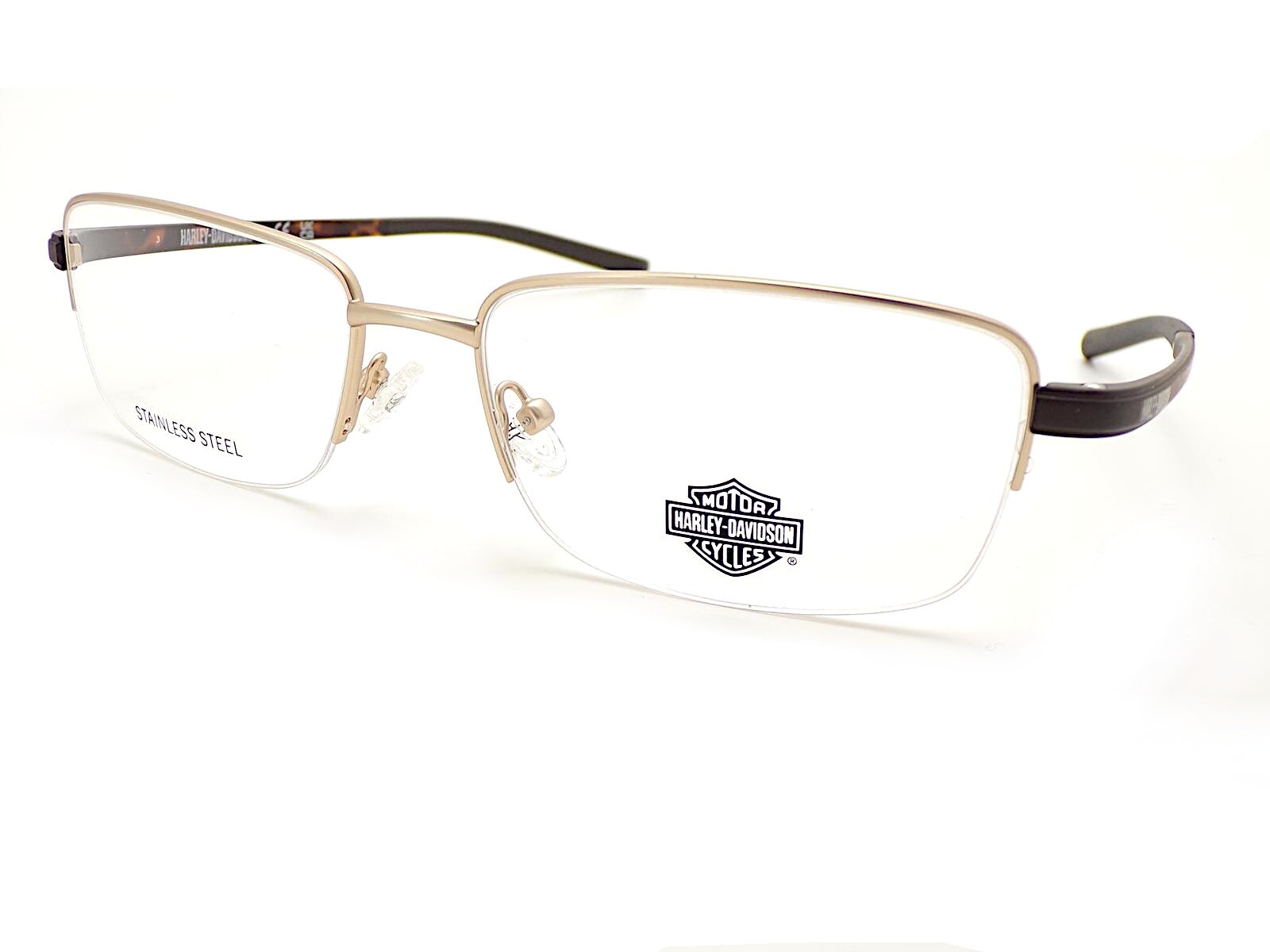 Harley Davidson Glasses Frame Gold Brown Tortoise Semi Rimless 58mm HD00017 032