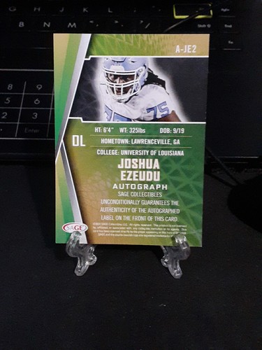 2022 SAGE High Series Joshua Ezeidu Rookie Auto schwarz parallel Riesen RC - Bild 2 von 2
