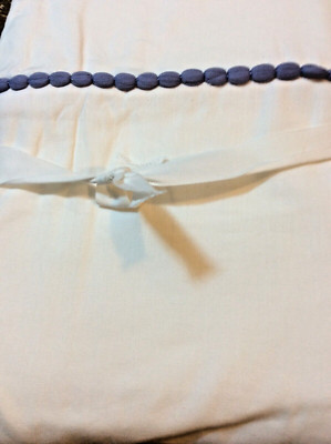 Pottery Barn Teen Chambray Tassel Twin Duvet White &Periwinkle Blue NWOT