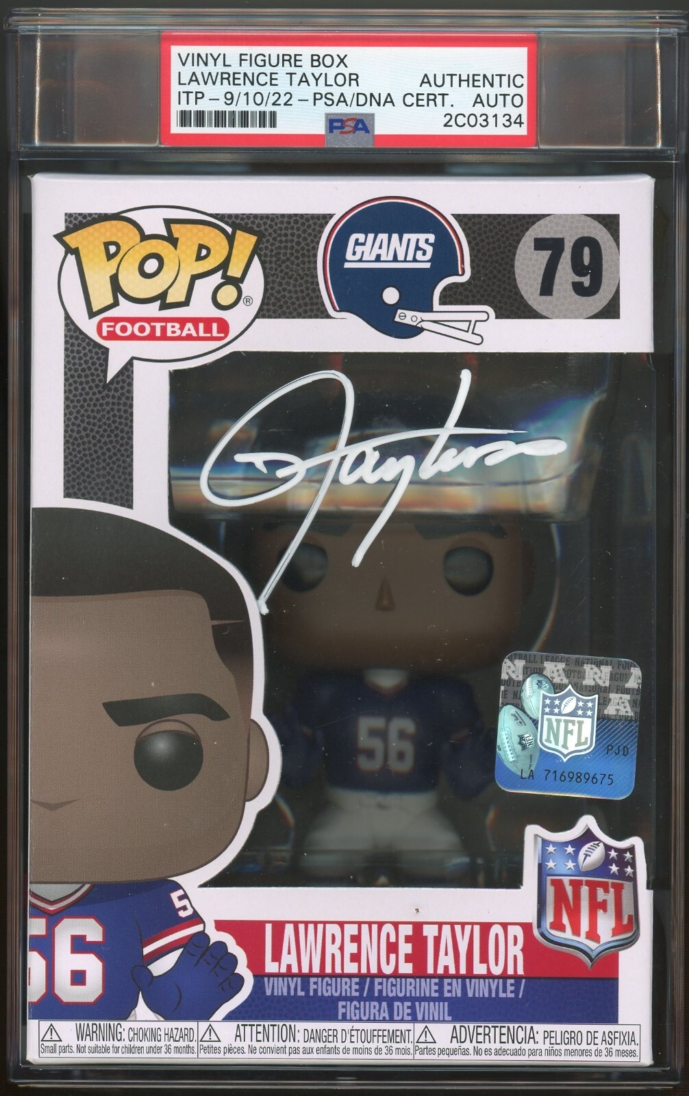 Lawrence Taylor - NY Giants - Autographed Funko POP 79 PSA/DNA Encapsulated 2