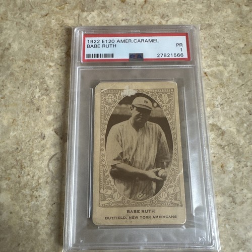 BABE RUTH 1922 AMERICAN CARAMEL PSA 1 ! *CENTERED/*NEW LABEL/*RARER~1933 GOUDEY