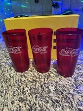 Lot of 3 - Coca Cola 22oz Textured Plastic Restaurant Tumblers Cambro 2000P