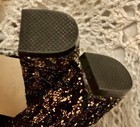 New MARK Pump Heels Suede Leather Chunky  Black w/ Glitter Heels Size 9 — photo 7
