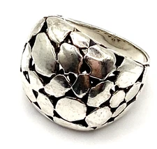 Estate Vintage Sterling Silver 925 Cobbled Stone Dome Ring  Size 5.75