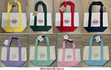 Trader Joe's NEW 💚 RARE Embroidered PASTEL MINI CANVAS REUSABLE 1 TOTE BAG 💚