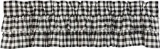 72” W Black & White Buffalo Check Ruffled Window Valance Country Farmhouse Annie