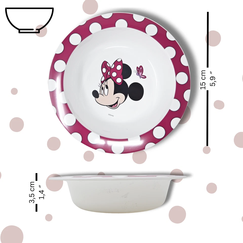 Minnie Mouse Kinder Geschirr Set & Besteck Baby Frühstücksset Mädchen Esslernset - Bild 3 von 4