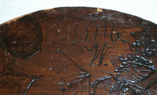 Pirografía 12" placa redonda de madera uvas hojas fruta - Imagen 11 de 12