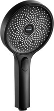 Produktbild - Krobec Handbrause Duschkopf 130 mm mit 3 Strahlarten, Schwarz, Anti-Kalk, G 1/2