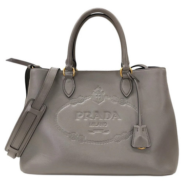 #ad #ad PRADA Embossed Logo 1BA579 Greige GHW Grace Calf #2507 $1347.84