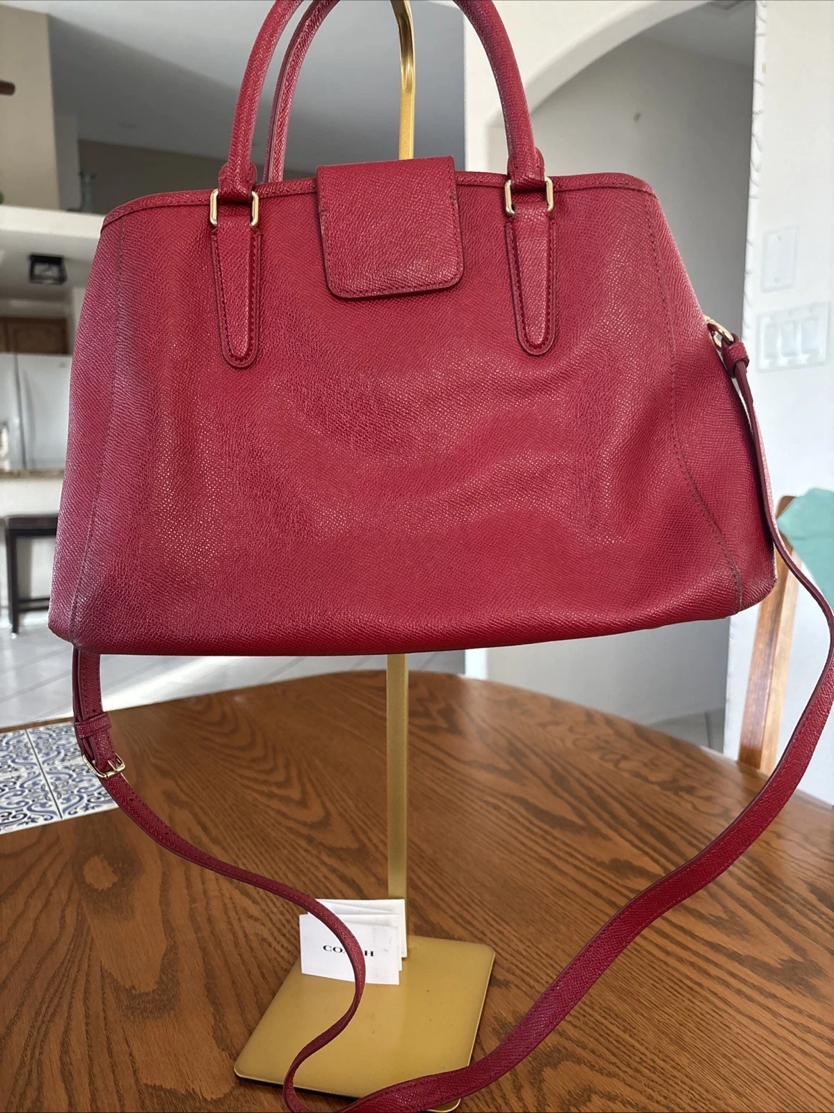 Borsa a tracolla Coach Margot in pelle colorblock rossa F37248 certificato di autenticità