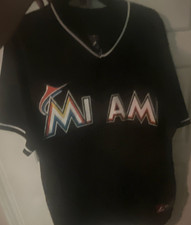 Majestic Miami Marlins Stanton #27 Jersey Black/White/Orange MLB Baseball
