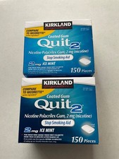Kirkland Quit2 Nicotine Gum 2mg Ice Mint 300ct Compare to Nicorette Exp 09/2026
