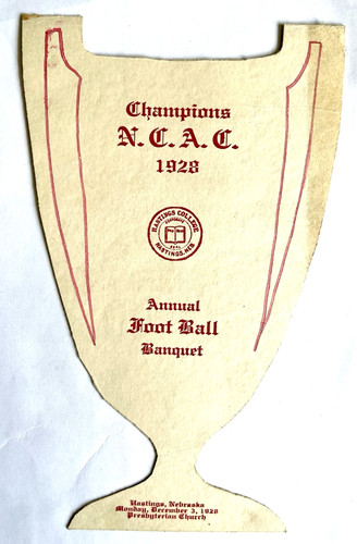 RARE HASTINGS COLLEGE, NEBRASKA 1928 N.C.A.C. FOOTBALL CHAMPIONS BANQUET PROGRAM