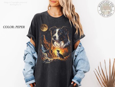 Border Collie Howling To The Moon Comfort Tee Dog Animal Graphic
